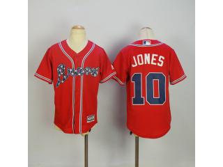 Youth Atlanta Braves 10 Chipper Jones Baseball Jersey Red