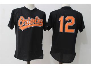 Baltimore Orioles 12 Roberto Alomar Baseball Jersey Black Retro mesh