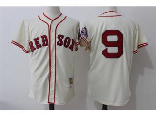Boston Red Sox 9 Ted Williams Baseball Jersey Beige Retro