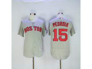 Boston Red Sox 15 Dustin Pedroia Flexbase Baseball Jersey WhiteBoston Gray