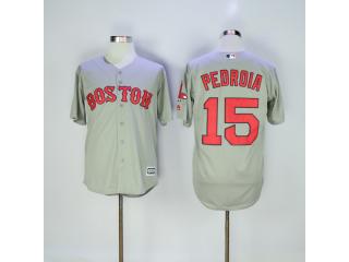 Boston Red Sox 15 Dustin Pedroia Baseball Jersey Gray
