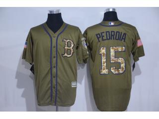 Boston Red Sox 15 Dustin Pedroia Baseball Jersey Green