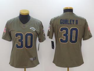 Women St. Louis Rams 30 Todd Gurley II Olive Salute To Service Limited Jersey
