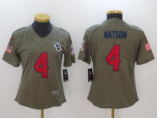 Women Houston Texans 4 Deshaun Watson Olive Salute To Service Limited Jersey