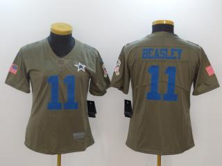 Women Dallas Cowboys 11 Cole Beasley Olive Salute To Service Limited Jersey