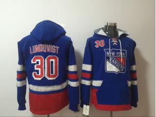 2018 Classic New York Rangers 30 Henrik Lundqvist Ice Hoodies Hockey Jersey Blue