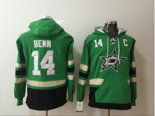 Classic Dallas Stars 14 Jamie Benn Ice Hoodies Hockey Jersey Green