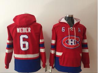 Classic Montreal Canadiens 6 Shea Weber Ice Hoodies Hockey Jersey Red