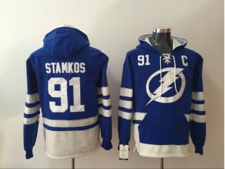 Classic Tampa Bay Lightning 91 Steven Stamkos Ice Hoodies Hockey Jersey Blue