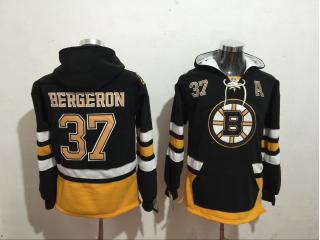 Classic Boston Bruins 37 Patrice Bergeron Ice Hoodies Hockey Jersey Black