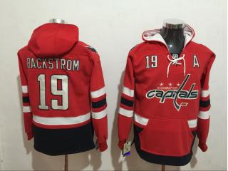 Classic Washington Capitals 19 Nicklas Backstrom Ice Hoodies Hockey Jersey Red