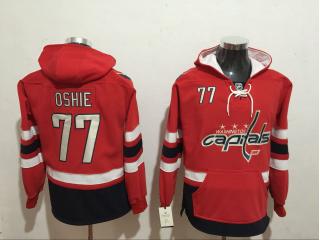 Classic Washington Capitals 77 T.J. Oshie Ice Hoodies Hockey Jersey Red