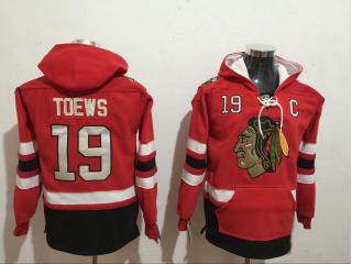 Classic Chicago Blackhawks 19 Jonathan Toews Ice Hoodies Hockey Jersey Red