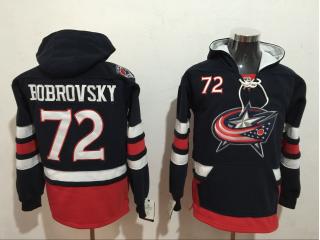 Classic Columbus Blue Jacket 72 Sergei Bobrovsky Ice Hoodies Hockey Jersey Black