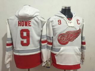 Classic Detroit Red Wings 9 Gordie Howe Ice Hoodies Hockey Jersey White