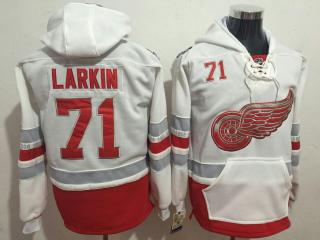 Classic Detroit Red Wings 71 Philip Larkin Ice Hoodies Hockey Jersey White
