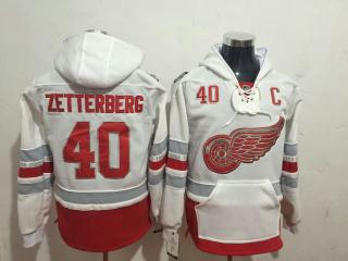 Classic Detroit Red Wings 40 Henrik Zetterberg Ice Hoodies Hockey Jersey White