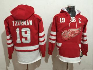 Detroit Red Wings 19 Steve Yzerman Ice Hockey Hoodies Red