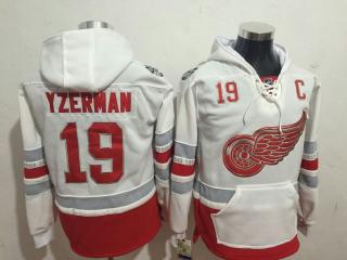 Detroit Red Wings 19 Steve Yzerman Ice Hockey Hoodies White