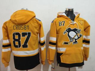 Classic Pittsburgh Penguins 87 Sidney Crosby Ice Hoodies Hockey Jersey Yellow