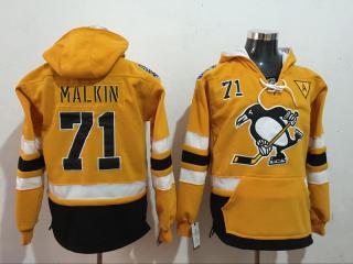 Classic Pittsburgh Penguins 71 Evgeni Malkin Ice Hoodies Hockey Jersey Yellow