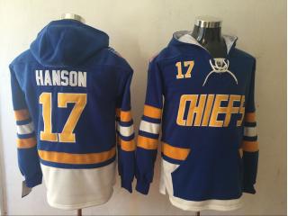 Brothers Charlestown 17 Hanson Ice Hoodies Hockey Jersey Blue