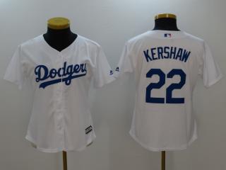 Women Los Angeles Dodgers 22 Clayton Kershaw Baseball Jersey White