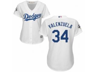 Women Los Angeles Dodgers 34 Fernando Valenzuela Baseball Jersey White