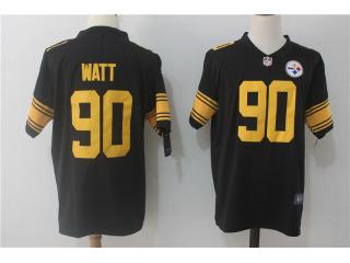 Pittsburgh Steelers 90 T.J. Watt Football Jersey Black Yellow Word