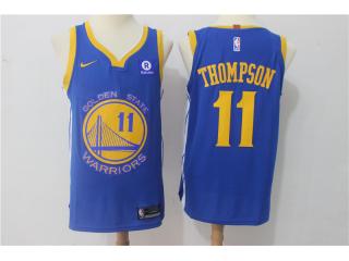2017-2018 Nike Golden State Warrior 11 klay Thompson Basketball Jersey Blue Player Edition