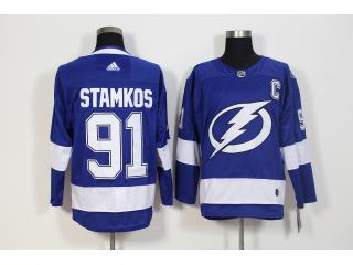 Adidas Tampa Bay Lightning 91 Steven Stamkos Ice Hockey Jersey Blue