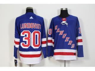 Adidas New York Rangers 30 Henrik Lundqvist Ice Hockey Jersey Blue