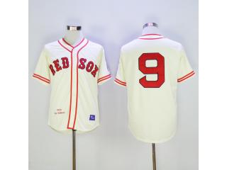Boston Red Sox 9 Ted Williams Baseball Jersey Beige Retro