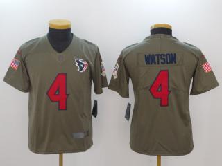 Youth Houston Texans 4 Deshaun Watson Olive Salute To Service Limited Jersey