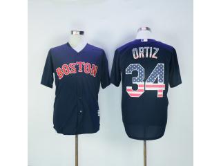 Boston Red Sox 34 David Ortiz Baseball Jersey Navy Blue flag Edition