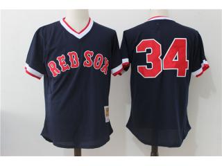 Boston Red Sox 34 David Ortiz Baseball Jersey dark blue retro hole fabric