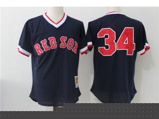 Boston Red Sox 34 David Ortiz Baseball Jersey dark blue retro hole fabric