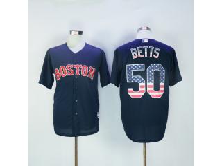 Boston Red Sox 50 Mookie Betts Baseball Jersey Navy Blue flag Edition