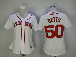 Women Boston Red Sox 50 Mookie Betts Baseball Jersey White