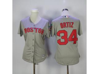 Women Boston Red Sox 34 David Ortiz Baseball Jersey Gray