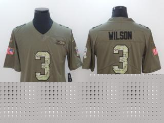 Seattle Seahawks 3 Russell Wilson Olive Salute To Service Limited Jersey Camo Word