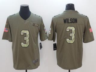 Seattle Seahawks 3 Russell Wilson Olive Salute To Service Limited Jersey Camo Word