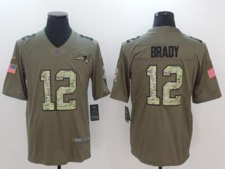 New England Patriots 12 Tom Brady Olive Salute To Service Limited Jersey Camo Word