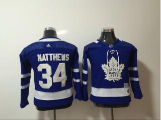 Youth Adidas Toronto Maple Leafs 34 Auston Matthews Ice Hockey Jersey Blue