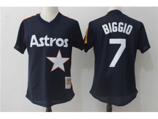 Houston Astros 7 Craig Biggio Baseball Jersey dark blue retro hole fabric