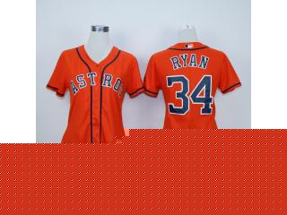 Women Houston Astros 34 Nolan Ryan Baseball Jersey Orange