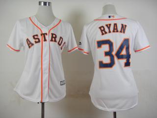 Women Houston Astros 34 Nolan Ryan Baseball Jersey White