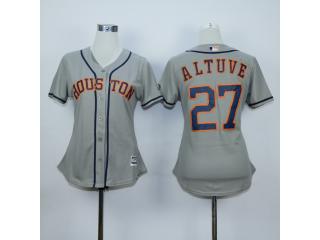 Women Houston Astros 27 Jose Altuve Baseball Jersey Gray