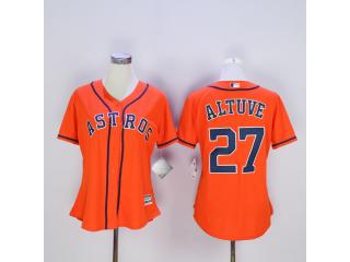 Women Houston Astros 27 Jose Altuve Baseball Jersey Orange