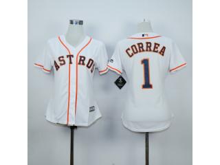 Women Houston Astros 1 Carlos Correa Baseball Jersey White